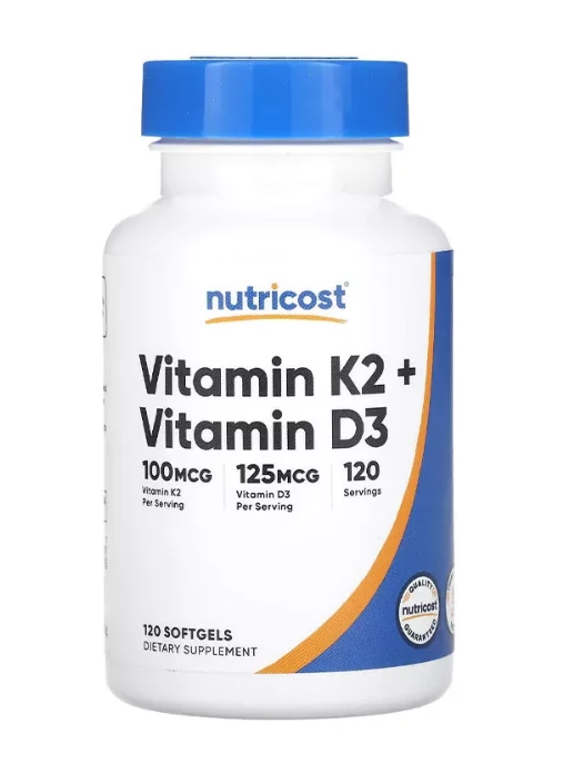 Vitamin K2 (MK7) (100 mcg) + Vitamin D3 (5000 IU) (120 Lágykapszula)