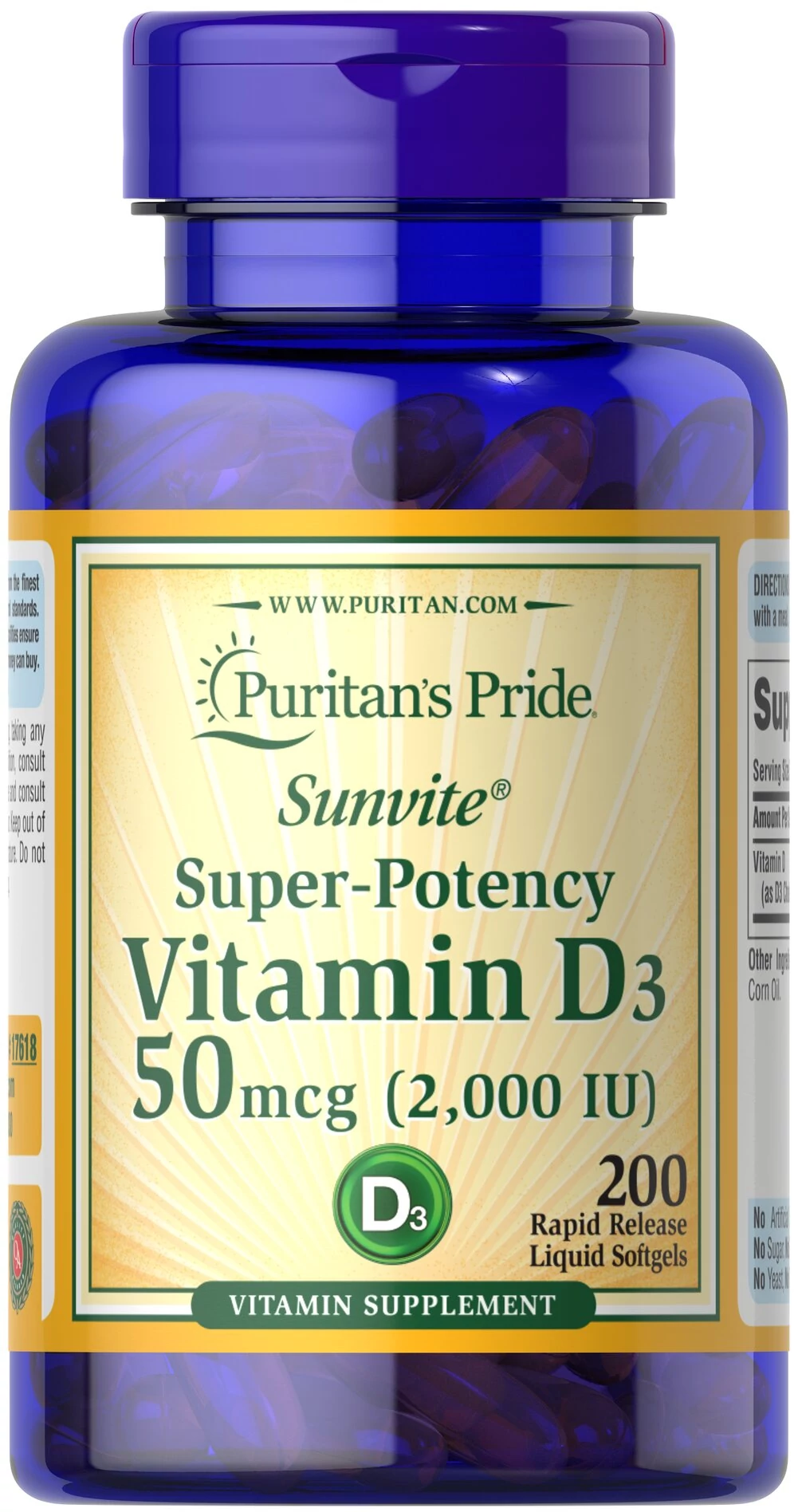Vitamin D3 2,000 IU (200 lágykapszula)