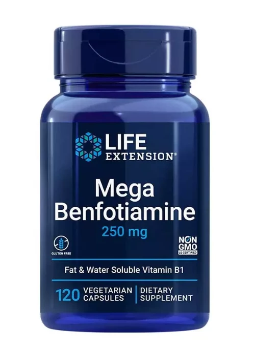Mega Benfotiamine 250 mg (120 Veg Kapszula) - B-1 Vitamin Zsírban oldódó formája