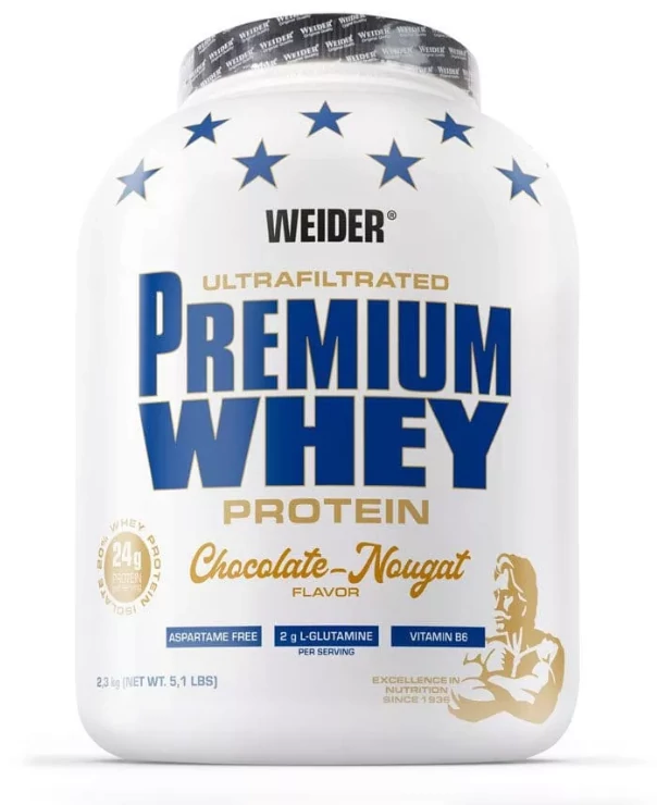 Premium Whey Protein (csokoládé-nugát 2300 gr) - alacsony szénhidrát- és zsírtartalmú több komponensű tejsavófehérje